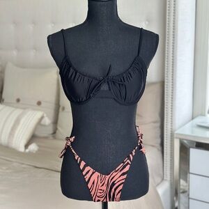 Black and Zebra Print Bikini Set